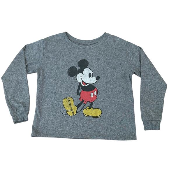 Disney Mickey Mouse Women Gray Knit Long Sleeve Crewneck Sleepwear Top Size S - Picture 4 of 8
